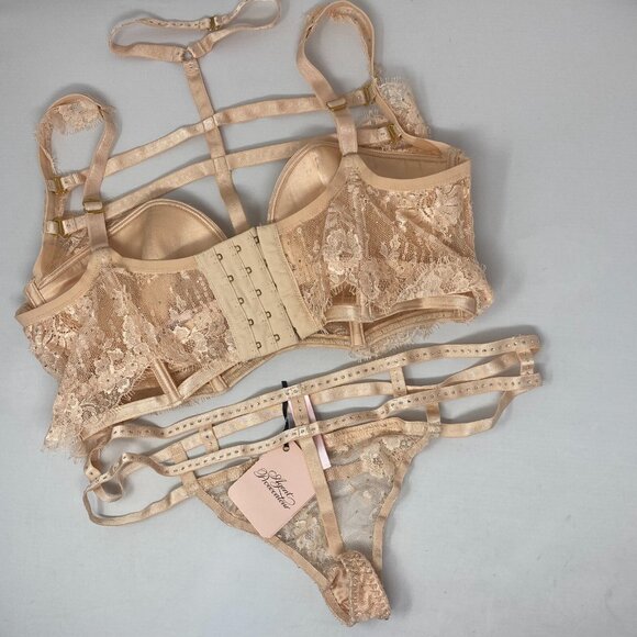 Agent Provocateur Davinah Nude Swarowski 36D/4 Set New - Picture 11 of 16
